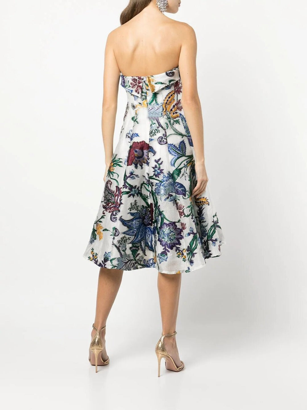 Strapless Floral Tea Length Gown – Marchesa